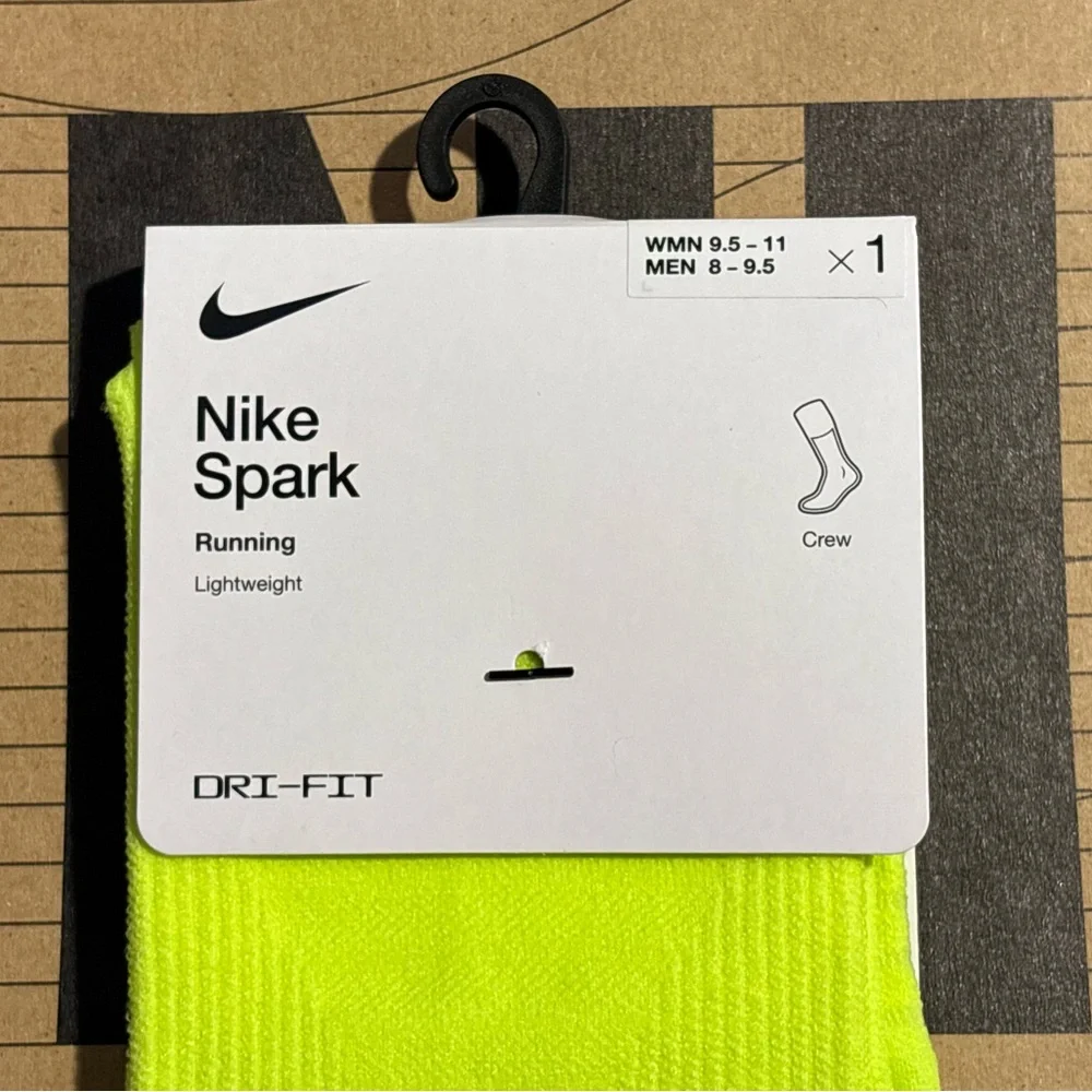 Nike Spark Running Lightweight Crew Socks DA3584-702 Neon Bright Volt reflective